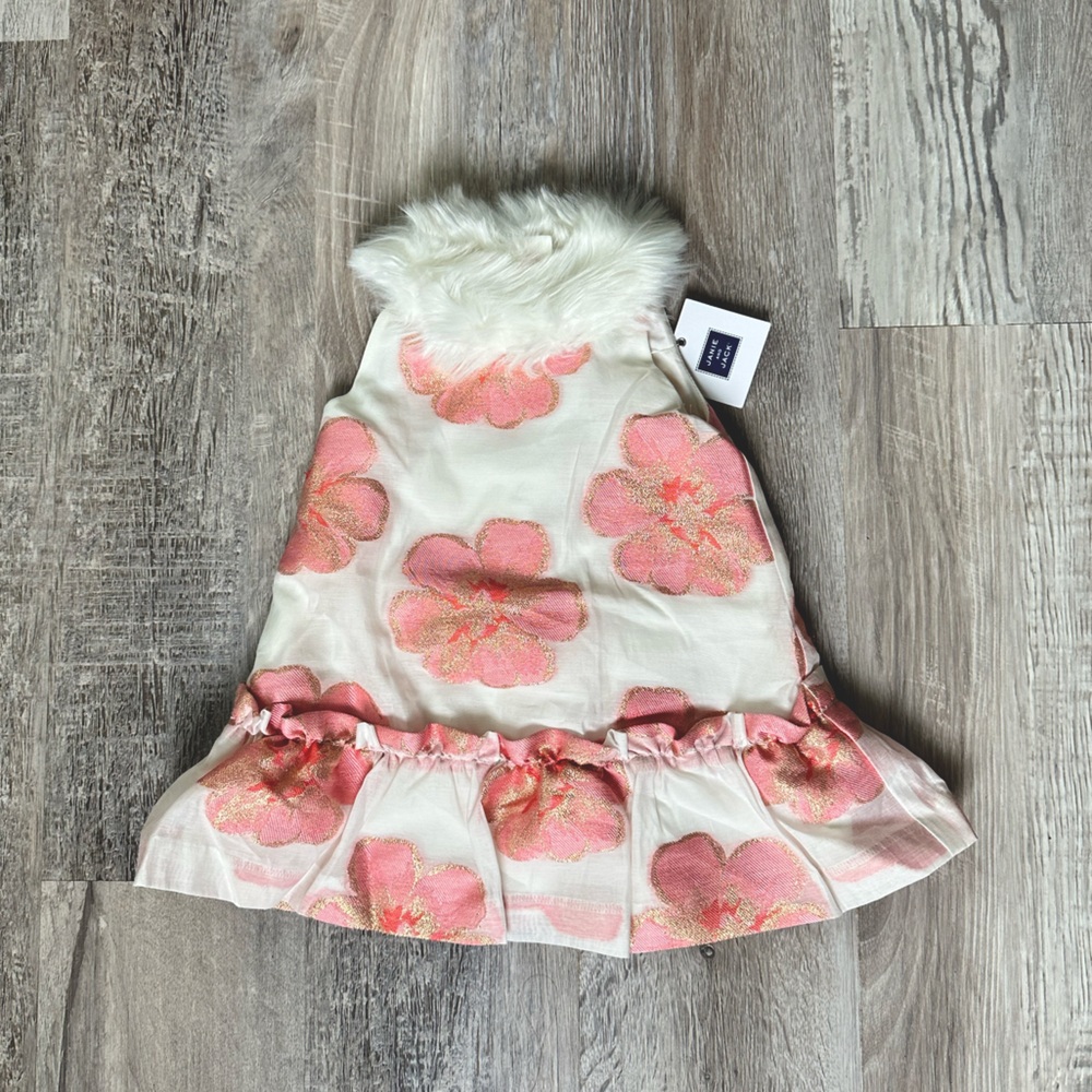 Janie and Jack Floral Faux fur trim